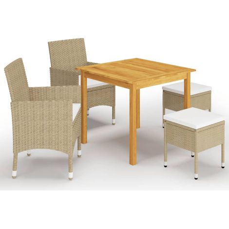 Juego de comedor de jardín de 5 piezas beige vidaXL (1/5)