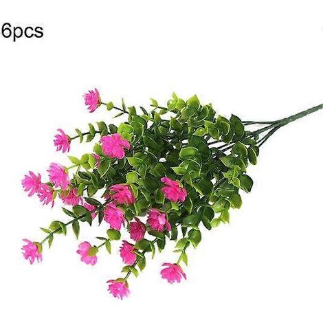 Lot de 6 fleurs artificielles aux couleurs vives et inaltérables, en plastique, pour la maison.rose (1/5)