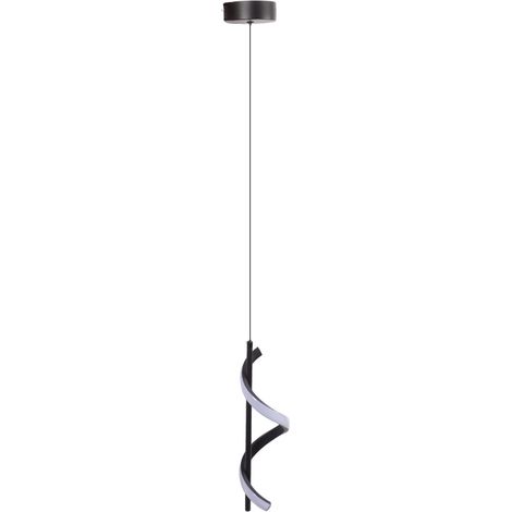 Schwarze, spiralförmige LED-Pendelleuchte mit Antireflexbeschichtung für Küche, Bar, Wohnzimmer und Familienzimmer. 85–265 V. 37 x 11 cm. Augenschutz aus Eisen und Silikon. (1/5)