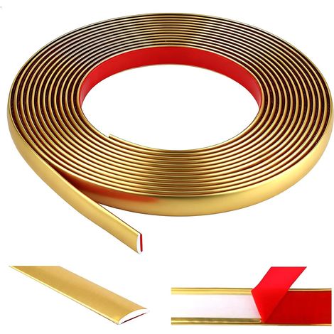6M Moulure Décorative Autoadhésive Doré Moulure Plafond PVC Baguette de Finition Flexible Baguette Murale Décorative (L : 1.5 cm, ÉP. : 3 mm) (1/5)