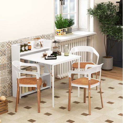 Table manger pliante avec rangements blanc OKMYHOME (1/4)