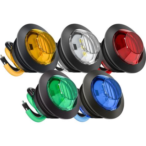 Feu Latéral LED Camion 3/4 Pouce 3 LED 1.5W 300LM DC12V IP65 Multicolore Blanc Jaune Rouge Bleu Vert, Feu Signalisation pour Camion, Bus, Bateau, Véhicule Utilitaire(10pcs) (1/5)