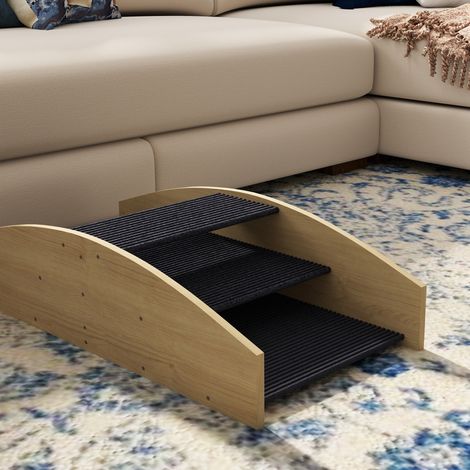 Balancín para perros 80x39.5x20 cm, con escalones, suave para articulaciones, madera, color madera natural (1/5)