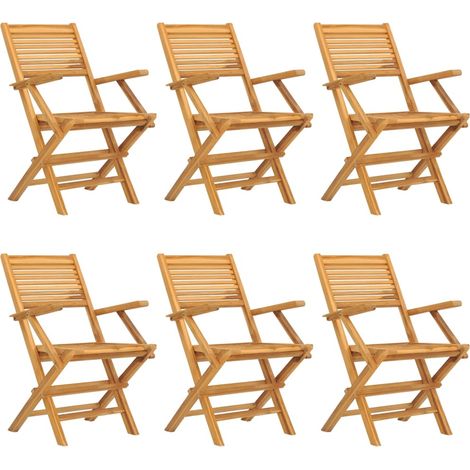 Chaises de jardin pliantes lot de 6 55x62x90 bois massif teck (1/5)