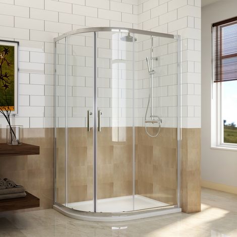 ELEGANT 900x800mm Quadrant Shower Enclosure 6mm Easy Clean Glass Sliding Door with bar handles (1/5)