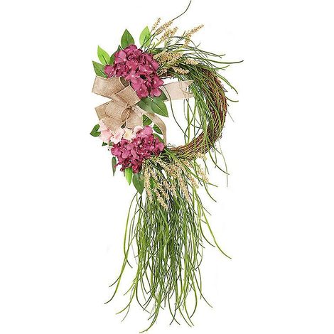 45cm-dcoration Florale Simule Couronne De Fleurs D'hortensia Vigne Couronne De Style Rustique Porte D'entre Dcoration De Mariage Et De Fte De Than (1/5)