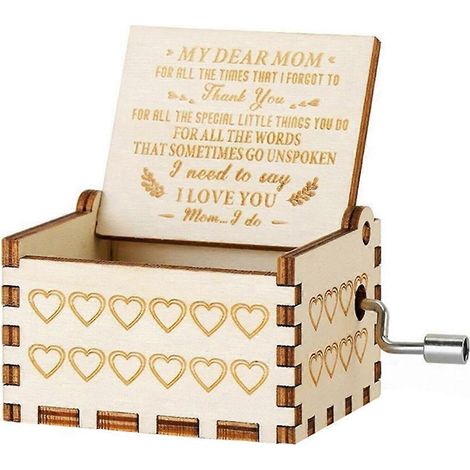 Boîtes à musique en bois, boîte à musique vintage en bois gravée au laser représentant un soleil, A (1/5)