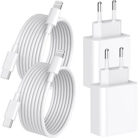 Chargeur Rapide iPhone 14 13 Pro Max, 4-Pack [Certifié MFi] Chargeur Mural USB C PD 20W avec câble de Charge Rapide USB C vers Lightning de 2 mètres Compatible avec iPhone 14 13 12 11 Pro Max XS XR X