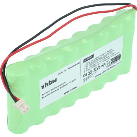 vhbw Batería reemplaza Visonic 100729, GP180AAH8BMX, 103-300672, GP130AAH6BMX, 0-9912-G para sistema de alarma (2000 mAh, 9,6 V, NiMH)