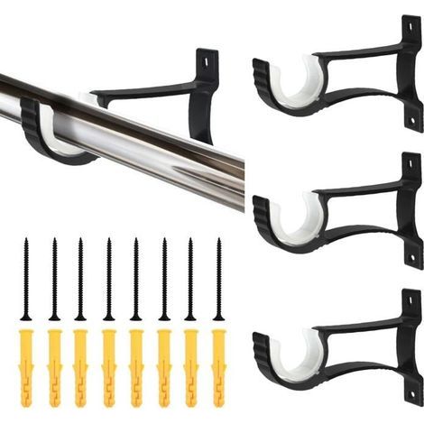 Set mit 4 Gardinenstangenhalterungen aus Aluminiumlegierung, 11 x 8 cm, rostfrei (1/5)