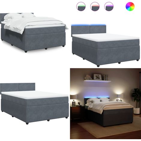 vidaXL Boxspringbett mit Matratze Dunkelgrau 140x200 cm Samt (1/5)