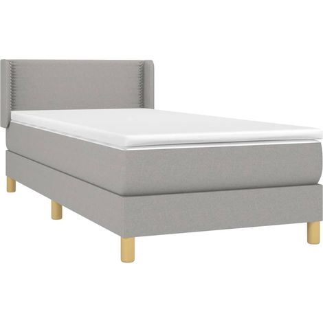 vidaXL Sommier à lattes de lit avec matelas Gris clair 80x200 cm Tissu (1/5)