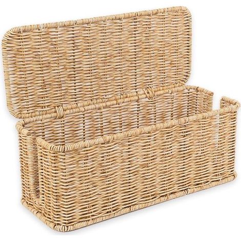 Kabelmanagementbox handgeflochtener Kabelorganizer aus Rattan Kabelversteckbox mit Doppelschlitz und offener Vorderseite geeignet für Computer 31 (1/5)