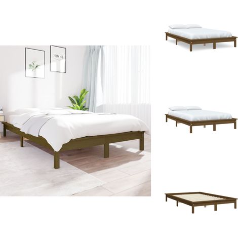 Massivholzbett Honigbraun 200x200 cm Kiefer - Holzbett - Massivholzbette - Kiefernbett - Doppelbett - Bettgestell (1/5)