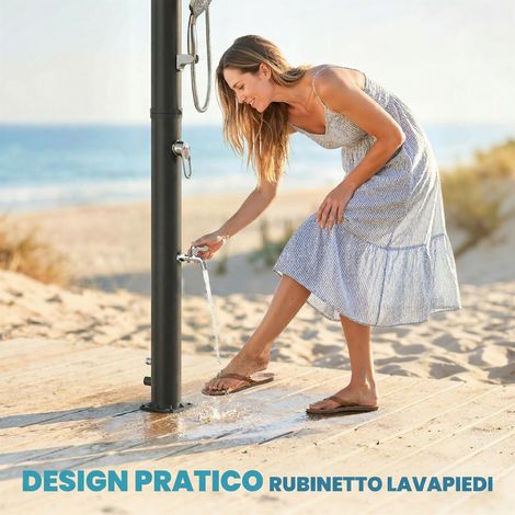 Douche extérieure de jardin noire 20L avec protection antigel brevetée, réservoir solaire 20 litres, résistant au gel. (1/5)