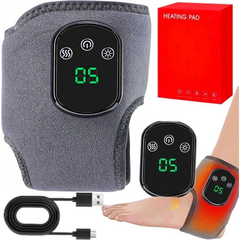 3-en-1 Masseur de Cheville, Enveloppe Chauffante pour Les Chevilles, Améliore Circulation, Thermo Masseur Pied Attelle Cheville, 3 Modes Et 5 Niveaux de Chaleur für Schmerzfreie, Tensions et Fatigue (1/5)