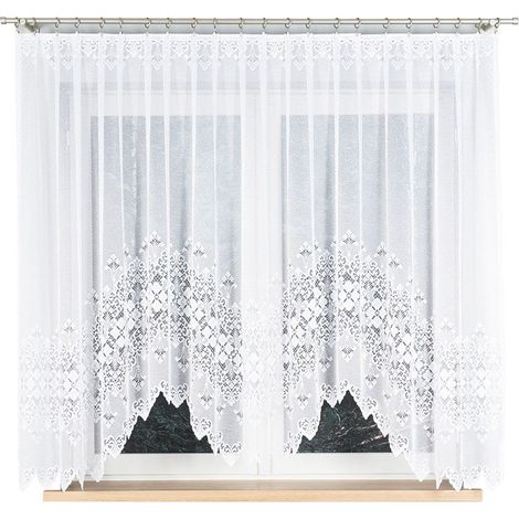 Nadia - Rideau jacquard prêt à poser avec fente en bas - 300 x 160 cm - blanc (1/5)