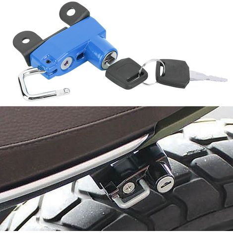 Crochet antivol pour casque compatible avec les modèles Ducati Scrambler 400/800 (2015+) - Moto modifiée (Bleu) (1/5)