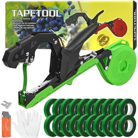 Machine à Nouer Les Plantes tuteur Tomate cerclage Machine Outil Jardinage Plante liée Outils Jardinage avec 20 Rouleaux de Ruban Adhésif Vert pour Jardin Fruits Légumes Fleurs Tomates Vigne (1/5)