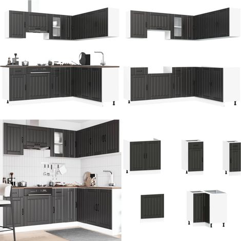 vidaXL 11-tlg. Küchenschrank-Set Kalmar Schwarz Holzwerkstoff (1/5)
