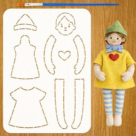 Pochoirs de Gabarit de Découpe pour Poupée DIY avec Pinceau 21x29,7cm Pochoir de Peinture de Poupée de Mode Cartoon Pochoir Artisanal de Mode pour Mur Bois Meuble DIY Décoration Maison (1/5)