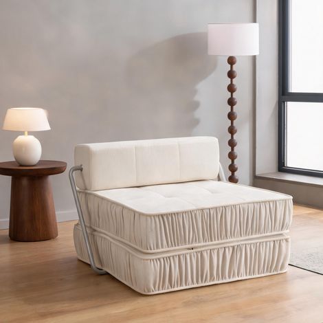 Canapé convertible futon blanc pour petit espace 92 x 92 x 64 cm (1/5)