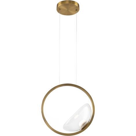 Suspension LED anneau verre laiton 3000K Maytoni Lunare (1/5)