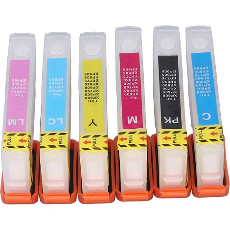6 wiederverwendbare Tintenpatronen (Schwarz, Cyan, Magenta, Gelb, Cyan, Hellmagenta), kompatibel mit den Druckern ICBK80, ICC80, ICM80, CY80, ICLC80 und ICLM80, Ersatzpackung (1/5)