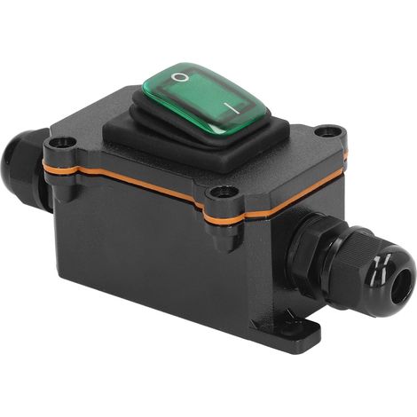 Interrupteur à bascule 4 broches 2 positions avec bouton-poussoir, étanche IP65, pour extérieur, vert (1/5)
