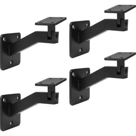Lot de 4 Supports de rampe réglables, Support de main courante carré robuste, Fixation murale pour mains courantes intérieures et extérieures