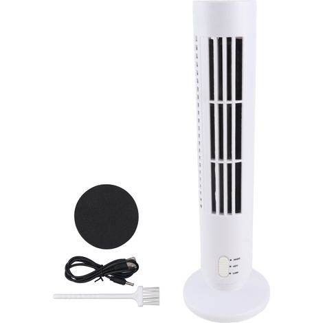 Ventilateur tour USB sans pales, 2 vitesses, silencieux, économe en énergie, portable, pour la maison et le bureau (blanc). (1/5)