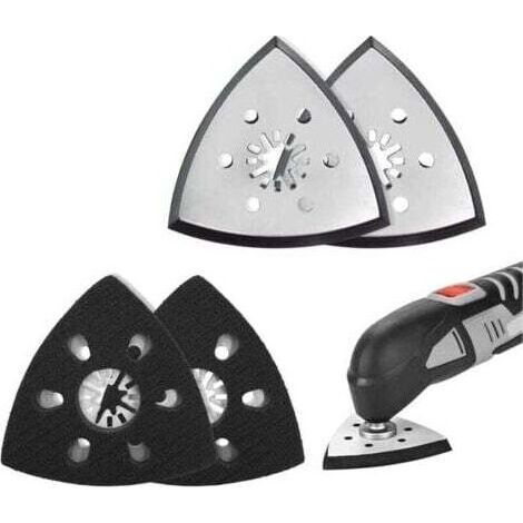 Lot de 4 patins triangulaires 93mm pour ponceuse – Accessoire compatible Parkside – Pour ponçage bois, métal et plastique (1/4)