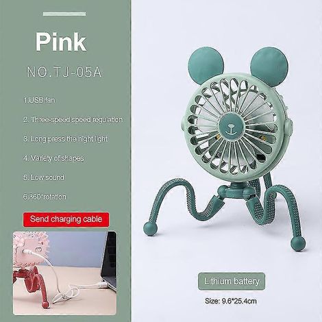 Ventilateur à pince 3 vitesses rechargeable USB, mini ventilateur de bureau portable pour poussette, couleur aléatoire-AquaForge (1/5)