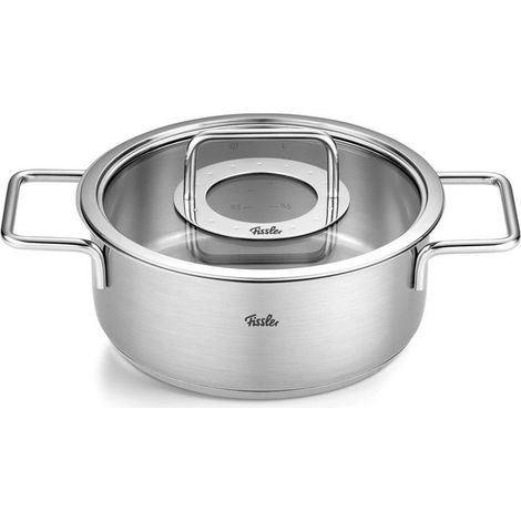 Fissler Pentola Bassa Pure Collection 20 cm 2.4 L Acciaio Inox con Coperchio