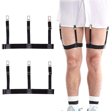 Fixe chemise élastique réglable avec pinces anti glisse pour maintenir la chemise dans le pantalon accessoire pour homme élégant (1/5)