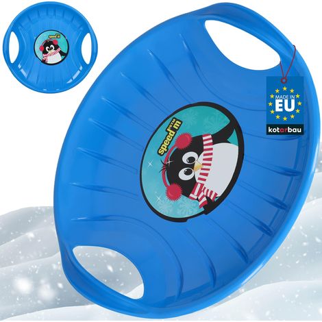 KOTARBAU® Luge - PVC - 60 cm - Luge Enfant - Bleu - Sled - Poignées Ergonomiques - et Adulte - Traineau à Neige - Résistant - Facile à Transporter (1/5)