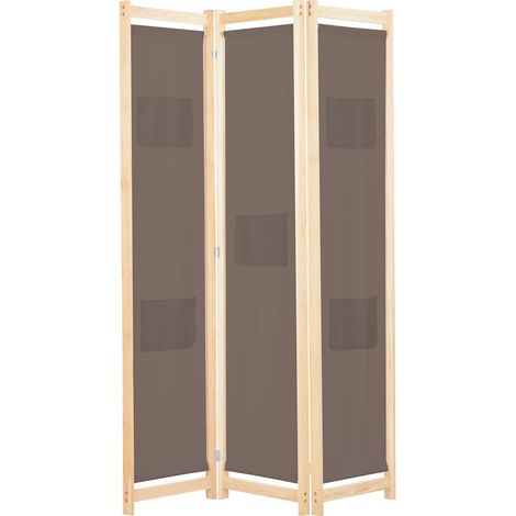 vidaXL Biombo divisor de 3 paneles de tela marrón 120x170x4 cm (1/5)