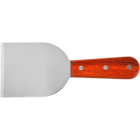 Spatule en acier inoxydable, spatule métallique pour poêle en fonte, spatule à griller avec manche en bois, petite pelle demi-ronde (1/5)