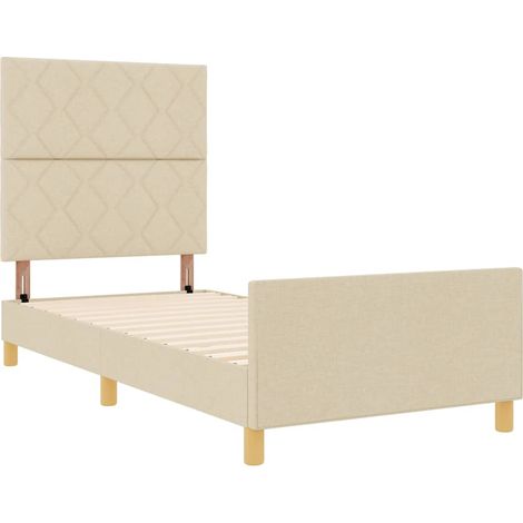vidaXL Bed Frame in Cream, 100x200 cm, made of Fabric (1/5)