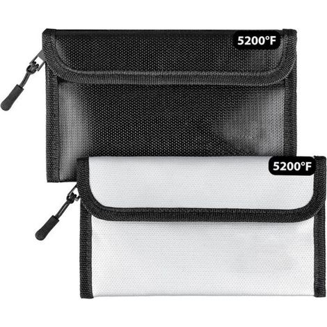 2 sacs ignifugés, enveloppe étanche, fermeture éclair, fibre de verre, pour documents et bijoux, usage domestique (1/4)
