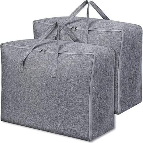 Lot de 2, Sac de Rangement pour Couette en épais, Sac Rangement Vetement Sous Lit Housse Rangement Couette avec Poignée Renforcée pour Édredons Couvertures Oreillers Vestes, 70cmx50x30cm,105L (1/4)