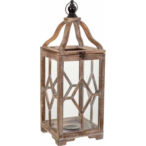 Farol de madera 21x21x60h cm