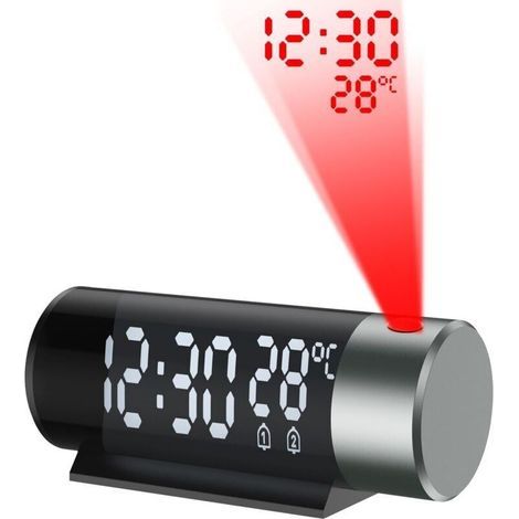 Horloge Projecteur à Vente Chaude Cross-border - Réveil Électronique Rechargeable USB - Double Alarme - Projection Heure et Température