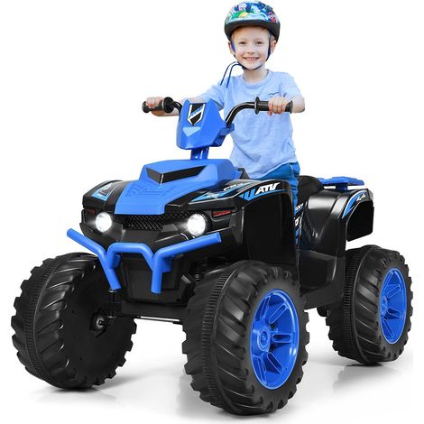 GOPLUS Voiture Quad Buggy Electrique pour Enfant 12V avec 2 Vitesses 2,8-5 km/h, Quad Electrique avec Phare, Klaxon, MP3 et USB, Demarrage Lent, pour Enfants de 3-7 Ans, 104X67X74CM (Bleu)