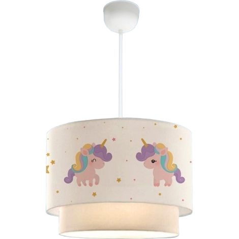 Lampadario lampada a sospensione sospensione per bambini E27 70 cm fantasia unicorno 030007548