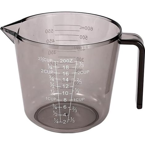 Grand verre doseur en plastique brun transparent extra épais – Ustensiles de pâtisserie – 600 ml – Verre doseur de cuisine en plastique épais (avec graduations) (1/4)
