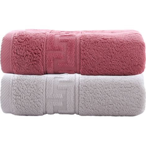 Lot de 2 serviettes en coton : bain, visage, invité, douche, sauna, 34 x 74 cm (1/5)