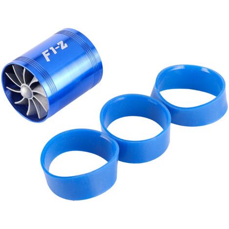 Universel 64mm Ventilateur de Double turbine Turbonator d'Admission d'Air de Voiture Supercharger Gas Fuel Saver Turbo Fan(Bleu) (1/5)