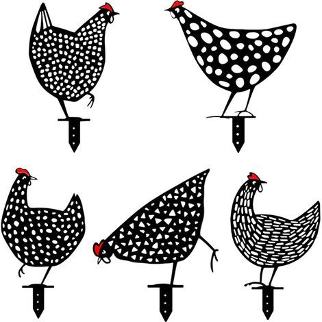 5 Realistic Chickens - Garden Decoration - Chicken Shaped Decoration - Yard Silhouette for Lawn, Path, Sidewalk, Garden