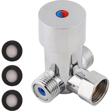 Vanne Mélangeur d'Eau Froide et Chaude G1 / 2 0-85 ℃ Mitigeur Thermostatique Robinet 3 Voies pour Robinet Automatique (1/5)